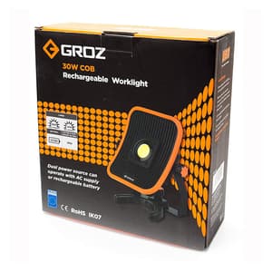 Groz 30W Dual Power LED COB Rechargeable Work Light With Magnetic Base, LED/670