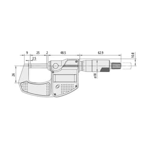 Mitutoyo 1 inch / 25.4 mm Digital Micrometer With Friction Thimble, 293-832-30