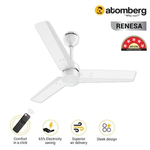 Atomberg Renesa 900 mm Energy Efficient Ceiling Fan With BLDC Motor & Remote (White)