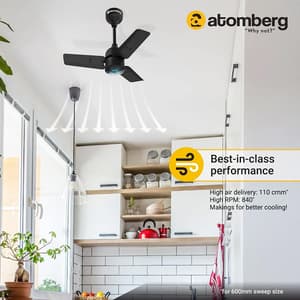 Atomberg Renesa 600 mm Energy Efficient Ceiling Fan With BLDC Motor & Remote (Black)