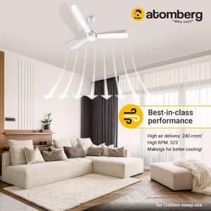 Atomberg Renesa Alpha 1200 mm BLDC Motor 3 Blade Ceiling Fan (White)