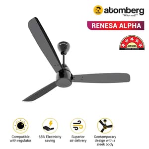 Atomberg Renesa Alpha 1200 mm BLDC Motor 3 Blade Ceiling Fan (Black)