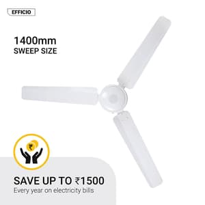 Atomberg Efficio 1400 mm Energy Efficient Ceiling Fan With BLDC Motor & Remote (White)