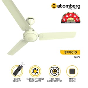 Atomberg Efficio 1200 mm Energy Efficient Ceiling Fan With BLDC Motor & Remote (Ivory)