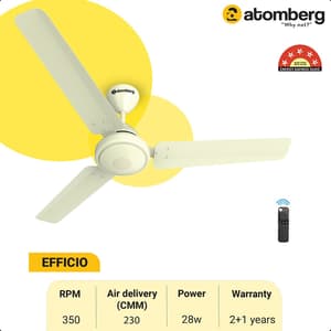 Atomberg Efficio 1200 mm Energy Efficient Ceiling Fan With BLDC Motor & Remote (Ivory)