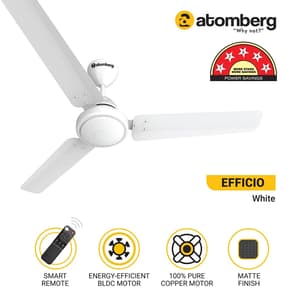 Atomberg Efficio 1200 mm Energy Efficient Ceiling Fan With BLDC Motor & Remote (White)