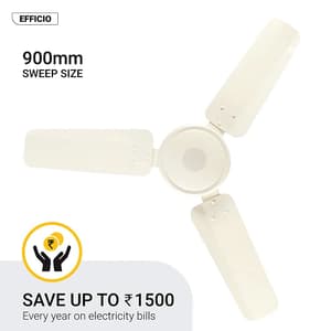 Atomberg Efficio 900 mm Energy Efficient Ceiling Fan With BLDC Motor & Remote (Ivory)