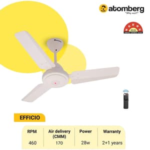 Atomberg Efficio 900 mm Energy Efficient Ceiling Fan With BLDC Motor & Remote (Ivory)