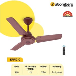 Atomberg Efficio 900 mm Energy Efficient Ceiling Fan With BLDC Motor & Remote (Matt Brown)