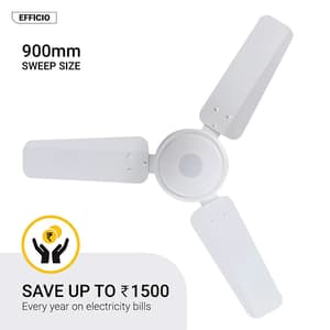 Atomberg Efficio 900 mm Energy Efficient Ceiling Fan With BLDC Motor & Remote (White)