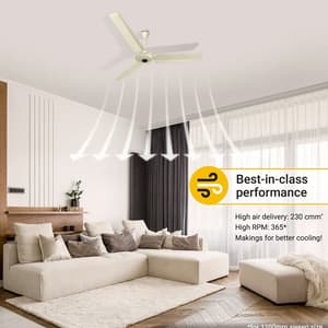 Atomberg Ikano 1200 mm Energy Efficient Ceiling Fan With BLDC Motor & Remote (Ivory)
