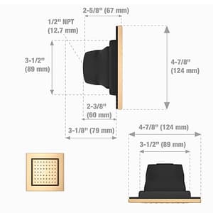 Kohler Watertile 54 Nozzle Square Body Spray With Soothing Spray In French Gold Finish, K-8002IN-AF