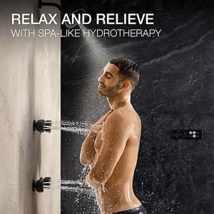 Kohler Statement Round Adjustable Deep Massage Body Spray In Matte Black Finish, K-26299IN-BL