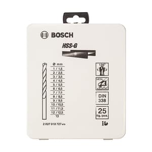 Bosch 25 Pcs HSS-Tin Metal Drill Bit Set, 2 607 018 727