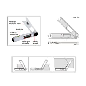 Insize 25 cm / 1 Vials Digital Protractor, 2171-250