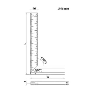 Insize 12 Inch / 300 x 170 mm Aluminium Try Square, 2275-300