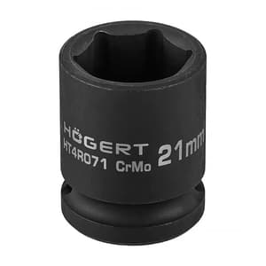 Hogert 21 mm 1/2" Sq. Drive Short Impact Socket, HT4R071
