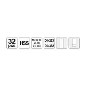 Yato 32 Pcs / M3 - M12 Taps & Dies Set, YT-2975