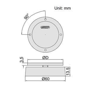 Insize 51.5 mm Magnetic Back For Digital/Dial Indicators, 7331-M1