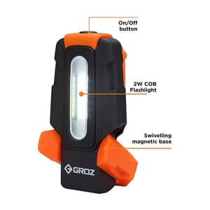 Groz 2W COB Rechargeable Pocket Flash Light, LED/150