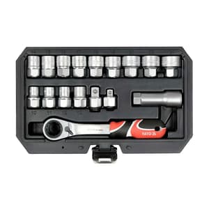 Yato 17 Pcs 1/2 & 3/8 Inch Sq. Drive Go Through Spline Socket Set, YT-38653