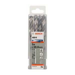Bosch 10.60 x 133 mm HSS Metal Drill Bits (Pack of 5 Pcs), 2 608 585 526