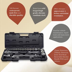 Venus 23 Pcs 1/2 Inch Sq. Drive Cold Forged Socket Set, S-23BM