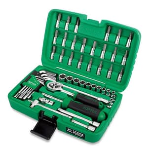 Toptul 51 Pcs Professional Grade 1/4 Inch Sq. Drive 6PT Flank Socket Wrench Set, GCAI5101