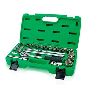 Toptul 28 Pcs Professional Grade 1/2 Inch Sq. Drive 6PT Flank Socket Set, GCAI2801