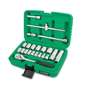 Toptul 22 Pcs Professional Grade 3/8 Inch Sq. Drive 6PT Flank Socket Set, GCAI2201