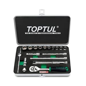 Toptul 18 Pcs 1/4  Inch Sq. Drive 12PT Socket Set (SAE), GCAD1811