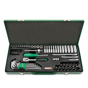 Toptul 72 Pcs 1/4  Inch Sq. Drive 6PT Socket & Ball Point Hex Key Wrench Set, GCAD7202