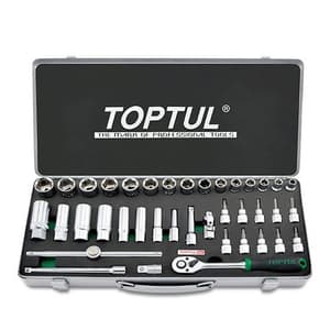 Toptul 39 Pcs 3/8 Inch Sq. Drive 6PT Socket Set, GCAD3902