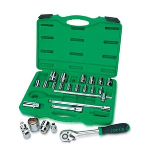 Toptul 24 Pcs Professional Grade 1/2 Inch Sq. Drive 12PT Flank Socket Set, GCAI2410