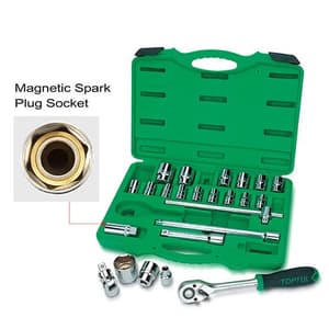 Toptul 24 Pcs Professional Grade 1/2 Inch Sq. Drive 12PT Flank Socket Set, GCAI2406