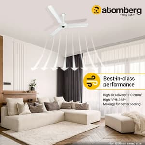 Atomberg Ikano 1200 mm Energy Efficient Ceiling Fan With BLDC Motor & Remote (White)