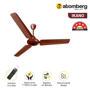 Atomberg Ikano 1200 mm Energy Efficient Ceiling Fan With BLDC Motor & Remote (Brown)