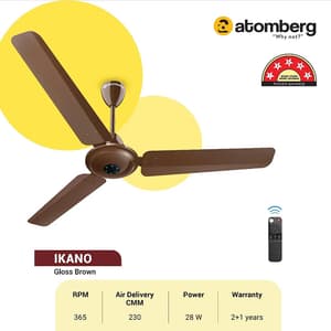Atomberg Ikano 1200 mm Energy Efficient Ceiling Fan With BLDC Motor & Remote (Brown)
