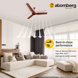 Atomberg Ikano 1200 mm Energy Efficient Ceiling Fan With BLDC Motor & Remote (Brown)