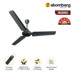 Atomberg Ikano 1200 mm Energy Efficient Ceiling Fan With BLDC Motor & Remote (Black)