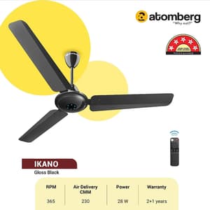 Atomberg Ikano 1200 mm Energy Efficient Ceiling Fan With BLDC Motor & Remote (Black)