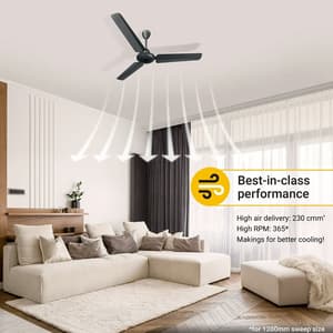Atomberg Ikano 1200 mm Energy Efficient Ceiling Fan With BLDC Motor & Remote (Black)