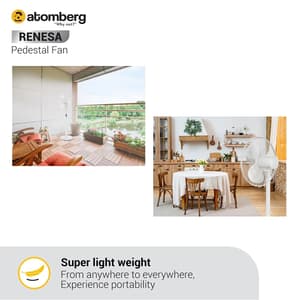 Atomberg Renesa Pedestal Fan 400 mm BLDC Motor Energy Saving With Remote Control (White)