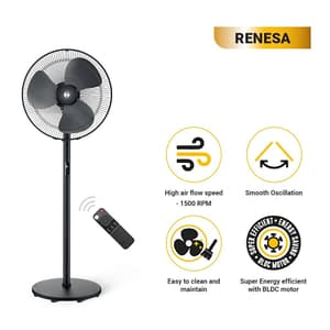 Atomberg Renesa Pedestal Fan 400 mm BLDC Motor Energy Saving With Remote Control (Black)