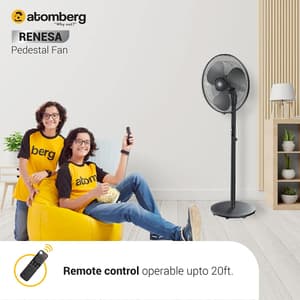 Atomberg Renesa Pedestal Fan 400 mm BLDC Motor Energy Saving With Remote Control (Black)