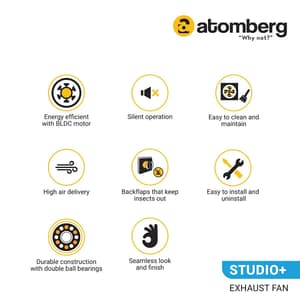 Atomberg Studio+ 150 Energy Saving Exhaust Fan With BLDC Motor (White)