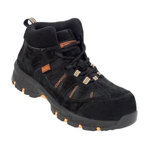 Black+Decker High Ankle Suede Leather Safety Shoe - Composite Toe (Black), BXWB0165IN