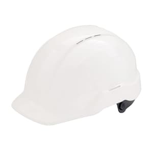 Black+Decker ABS Industrial Safety Helmet With Plastic Suspension & Ratchet Type Adjustment With Ventilation Holes & Black Chin Strap (White), BXHP0222IN