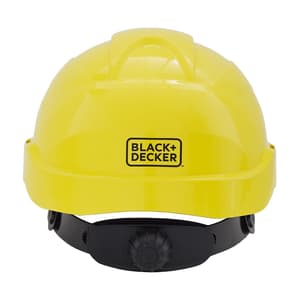 Black+Decker ABS Industrial Safety Helmet With Plastic Suspension & Ratchet Type Adjustment With Ventilation Holes & Black Chin Strap (Yellow), BXHP0222IN