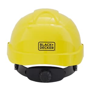 Black+Decker ABS Industrial Safety Helmet With Plastic Suspension & Ratchet Type Adjustment Without Ventilation Holes (Yellow), BXHP0223IN